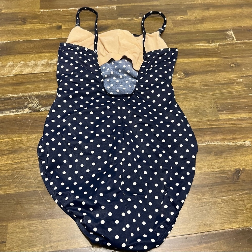 Sandcastle by Catalina Retro Pin Up Polka Dot One Piece Bikini Blue Vintage 12 - Picture 4 of 10